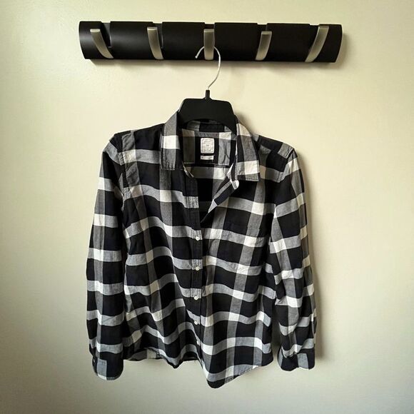 Gap Plaid Cotton Fitted Boyfriend Button-Up - Picture 1 of 2